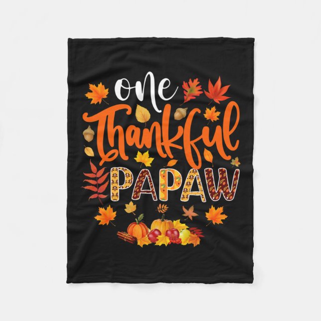 Thankful Papaw Fun Fall Autumn Thanksgiving  Fleece Blanket (Front)