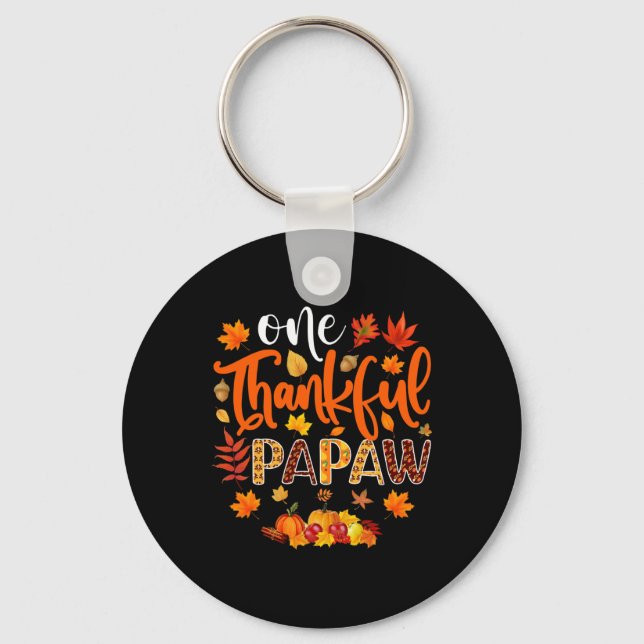 Thankful Papaw Fun Fall Autumn Thanksgiving  Key Ring (Front)