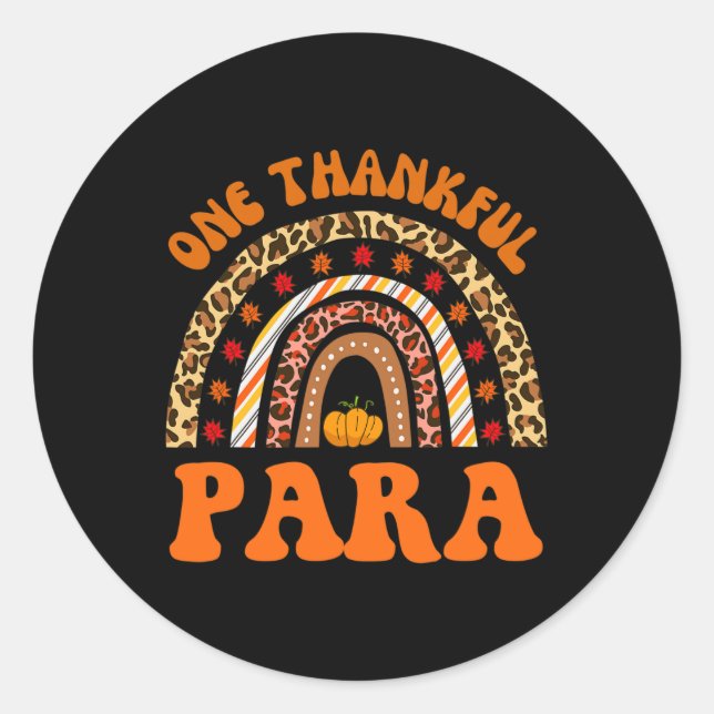 Thankful Para professional fall thanksgiving leopa Classic Round Sticker (Front)