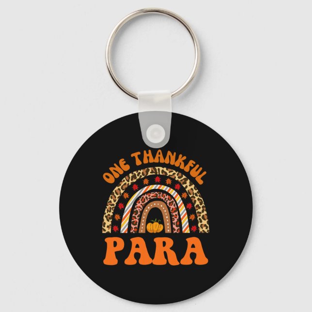 Thankful Para professional fall thanksgiving leopa Key Ring (Front)