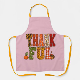 Thankful Patterned Letters Thanksgiving Design Apron