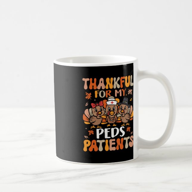 Thankful Peds Nurse Thanksgiving Turkey Paediatric Coffee Mug (Right)