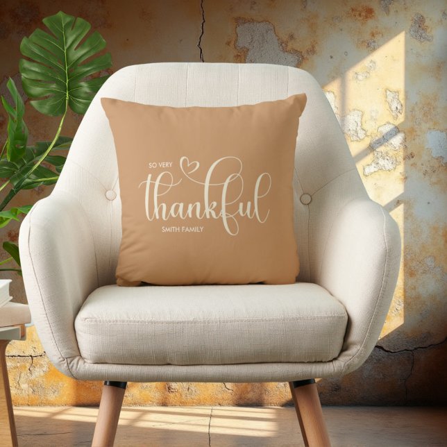 Thankful Personalised Orange Fall Autumn Cushion (Creator Uploaded)