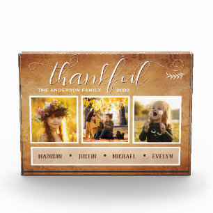 Thankful Photo Collage Thanksgiving Vintage Block