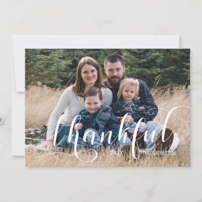 Thankful Photo Thanksgiving Holiday Card (Front)