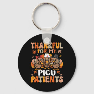 Thankful PICU Nurse Thanksgiving Turkey Pediatric  Key Ring