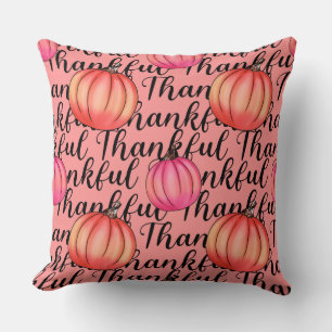 Thankful Pink Pumpkin -Elegant Fall & Thanksgiving Cushion