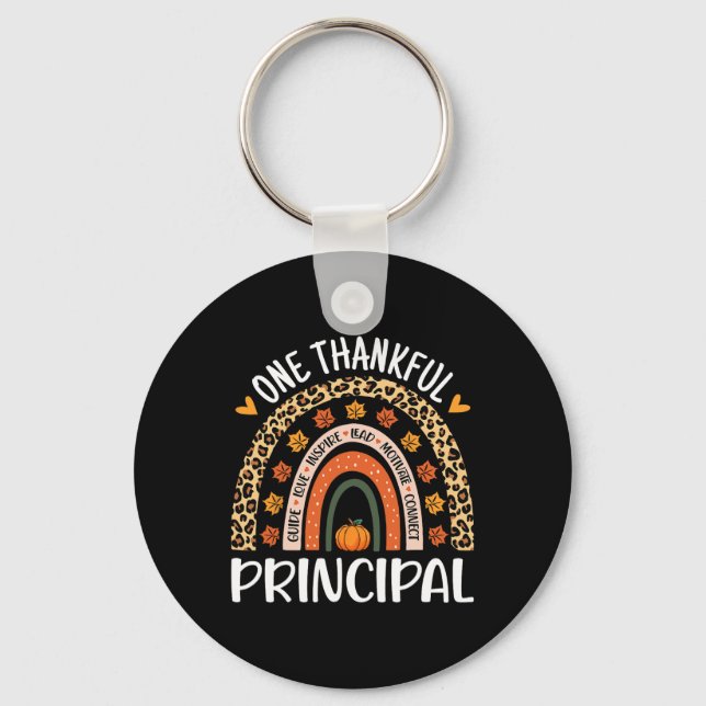 Thankful Principal Thanksgiving Rainbow Leopard Pr Key Ring (Front)