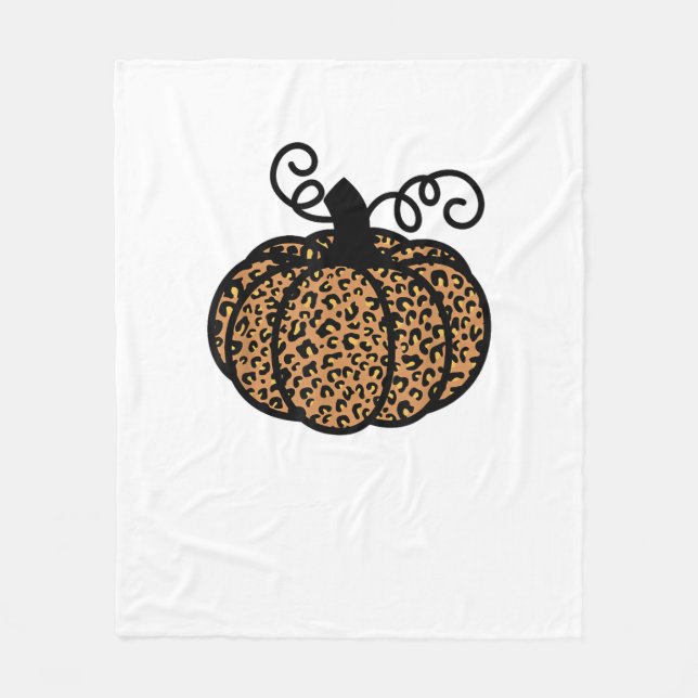 Thankful Printed Leopard Pumpkin for Thanksgiving  Fleece Blanket (Front)