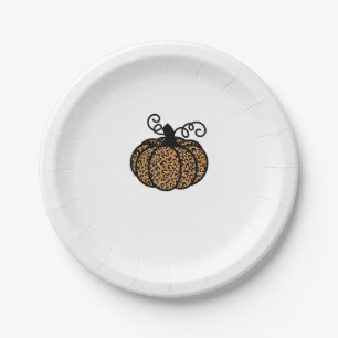 Thankful Printed Leopard Pumpkin for Thanksgiving  Paper Plate