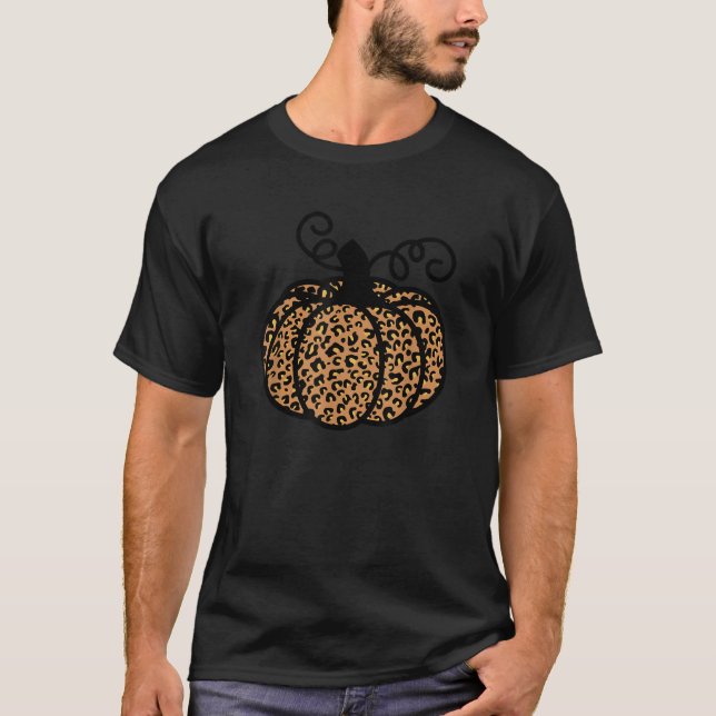 Thankful Printed Leopard Pumpkin for Thanksgiving  T-Shirt (Front)