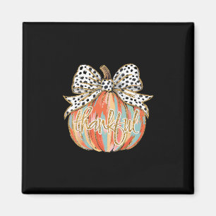 Thankful Pumpkin Coquette Bow Thanksgiving Fall Y' Magnet