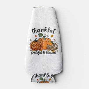 Thankful Pumpkin Grateful And Blessed Bottle Cooler