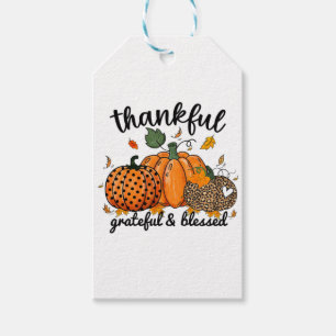 Thankful Pumpkin Grateful And Blessed Gift Tags