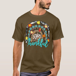 thankful pumpkin rainbow leoprad western autumn fa T-Shirt