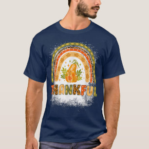Thankful Rainbow Autumn Fall Thanksgiving Leopard T-Shirt