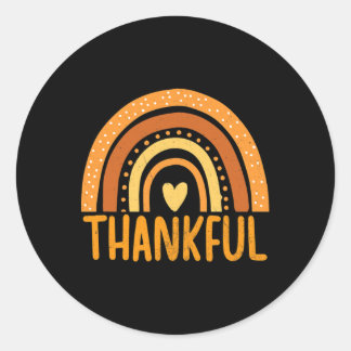 Thankful Rainbow Thanksgiving Fall Season Autumn Classic Round Sticker