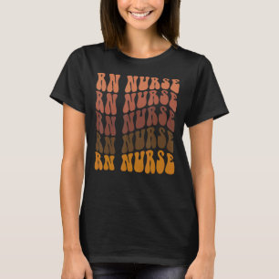Thankful RN Nurse Autumn Nurse Retro Groovy Thanks T-Shirt