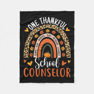 Thankful School Counsellor Thanksgiving Rainbow Co Fleece Blanket