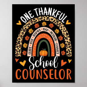 Thankful School Counsellor Thanksgiving Rainbow Co Poster