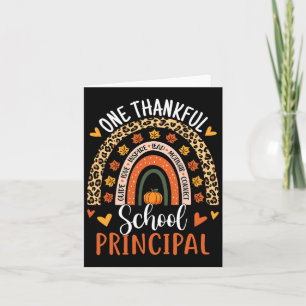 Thankful School Principal Thanksgiving Rainbow Leo Card