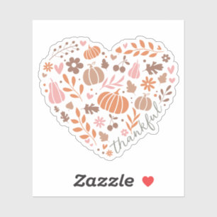 Thankful Script, Fall Floral and Pumpkin Heart
