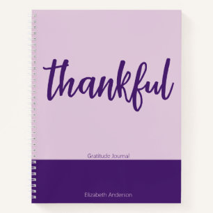 Thankful Script Purple Gratitude Journal with Name