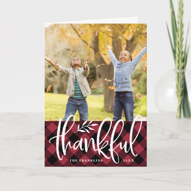 Thankful Season | Thanksgiving Photo Folded Card (Front)