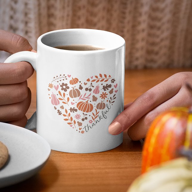 Thankful Seasonal Fall Heart Graphic Coffee Mug (Creator Uploaded)