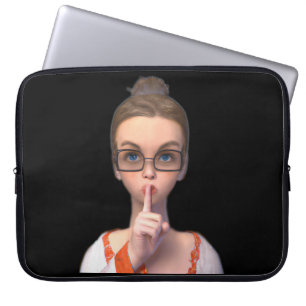 Thankful Shush Cute Librarian  Laptop Sleeve