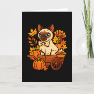 Thankful Siamese Cat Kitten Thanksgiving Pumpkin P Card