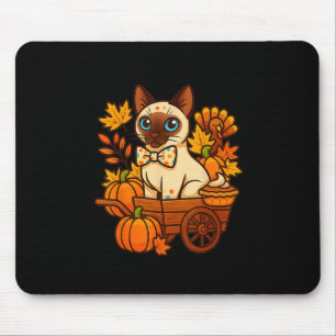 Thankful Siamese Cat Kitten Thanksgiving Pumpkin P Mouse Pad