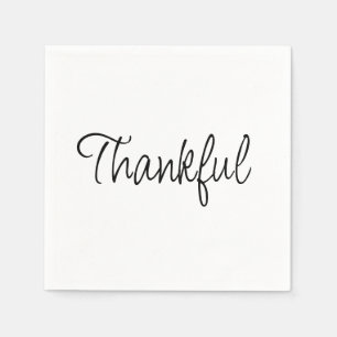 Thankful simple handwritten script thanksgiving napkin