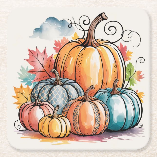 Thankful Square Paper Coaster (Front)