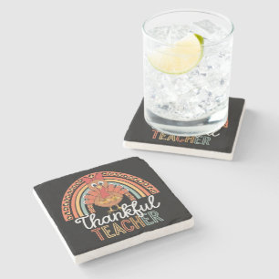 Thankful Teacher Blessed Thanksgiving School Stone Coaster