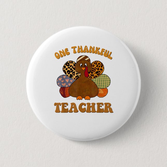 thankful teacher for women fall teacher thanksgivi 6 cm round badge (Front)