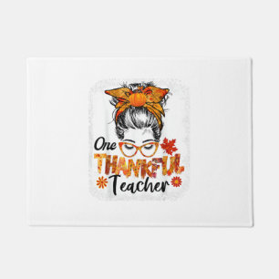 thankful teacher for women fall thanksgiving messy doormat