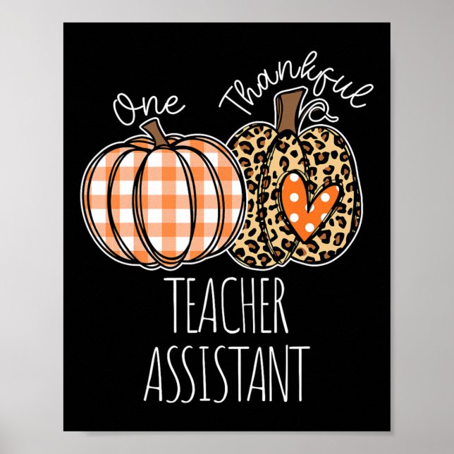 Thankful Teacher Istant Cute Thanksgiving Teaching Poster (Front)