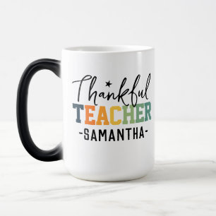 Thankful Teacher Mug, Custom Gift for Thanksgiving Magic Mug