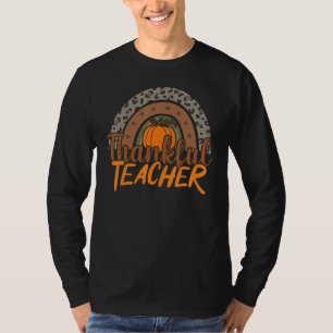 Thankful Teacher Rainbow Pumpkin Retro  Thanksgivi T-Shirt