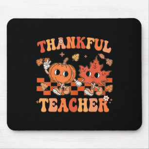 Thankful Teacher Retro Groovy Thanksgiving Fall 1  Mouse Pad