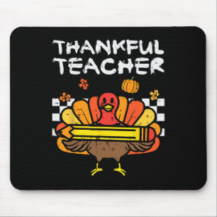 Thankful Teacher Thanksgiving Turkey Retro Fall Wo Mouse Pad