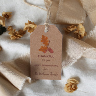 Thankful Thanksgiving Acorn Personalised Gift Tags