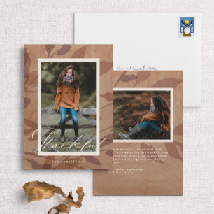Thankful Thanksgiving Earthy Rustic Leaf Photo Holiday Card