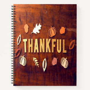 Thankful Thanksgiving Fall Leaves Pumpkin Notebook