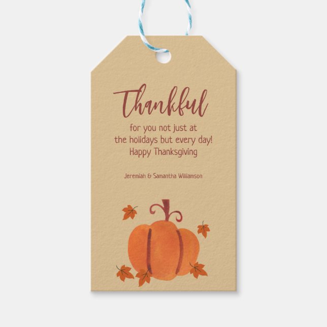 Thankful | Thanksgiving Hostess Gift Wine Tags (Front)