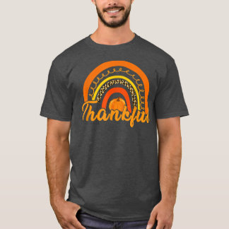 Thankful Thanksgiving Leopard Rainbow Shirt For Wo