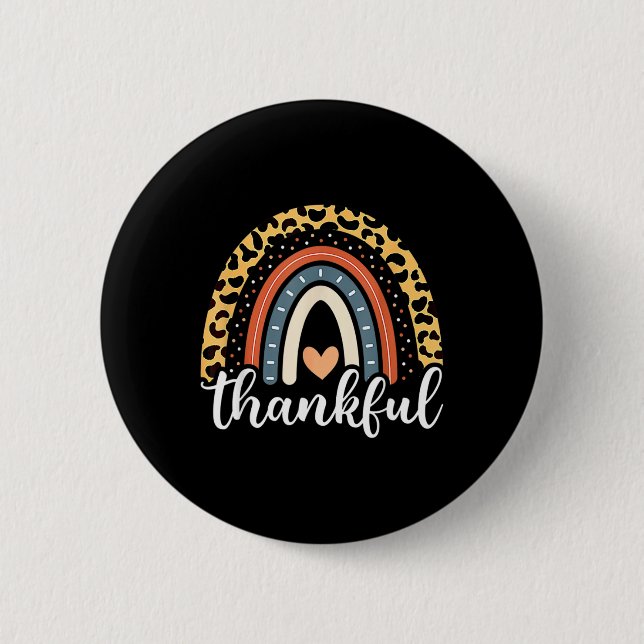 Thankful Thanksgiving Rainbow Leopard Print  6 Cm Round Badge (Front)