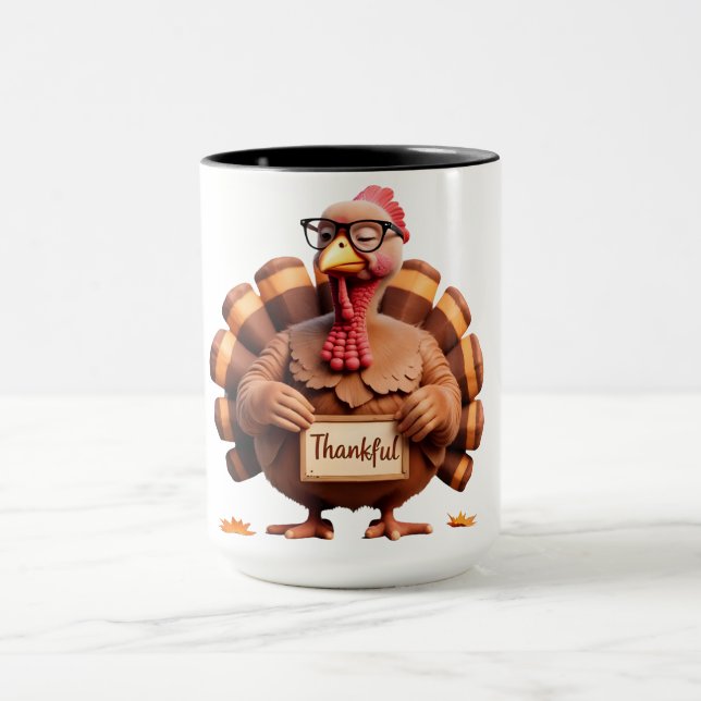 Thankful Turkey Design – Funny Holiday Art Mug (Center)