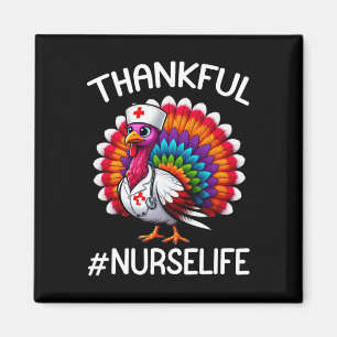 Thankful Turkey Nurse Life Cute Thanksgiving Scrub Magnet